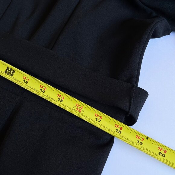 Calvin Klein Women's Black Surplice V Neck Rhinestone Jumpsuit Plus Sleeves 14W - Picture 11 of 16